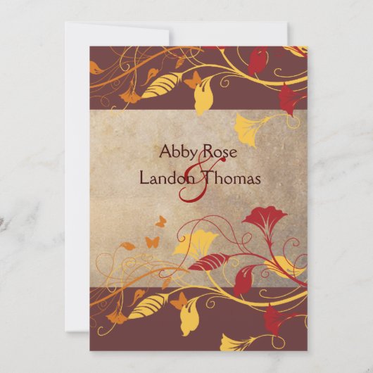 Fall Leaves Wedding Uitnodiging (Achterkant)