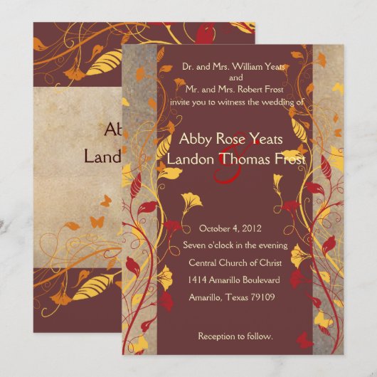 Fall Leaves Wedding Uitnodiging (Voorkant / Achterkant)