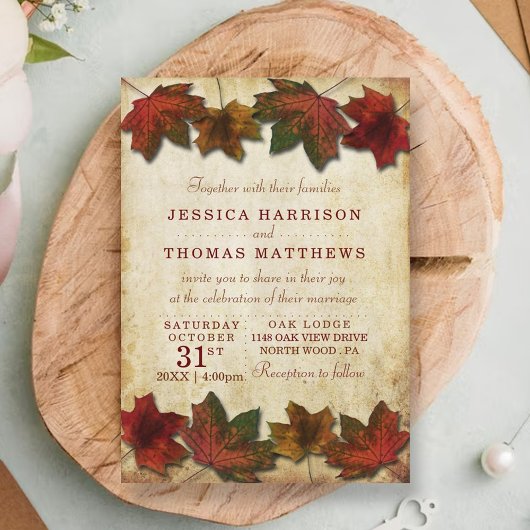 Fall Leaves Wedding Uitnodiging
