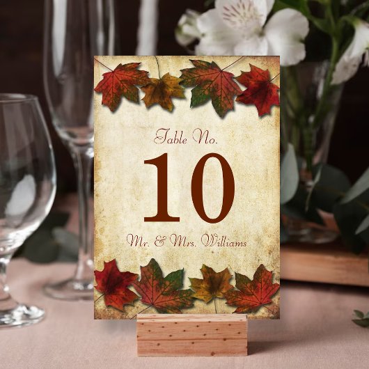 Fall Leaves Wedstrijking Table Number Kaarten