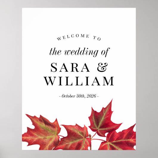 Fall Leaves Weduwwelkomstteken Poster (Voorkant)