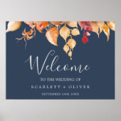 Fall Leaves | Welkomsthuwelijk van Navy Blue en Bu Poster (Voorkant)