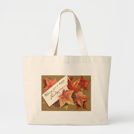 Fall Leaves wenst u een fijne Thanksgiving Grote Tote Bag (Voorkant)