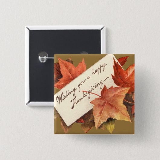 Fall Leaves wenst u een fijne Thanksgiving Vierkante Button 5,1 Cm (Voorkant /achterkant)