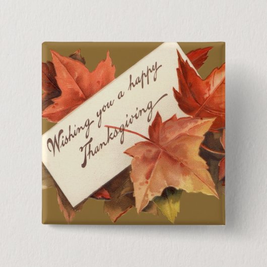 Fall Leaves wenst u een fijne Thanksgiving Vierkante Button 5,1 Cm (Voorkant)