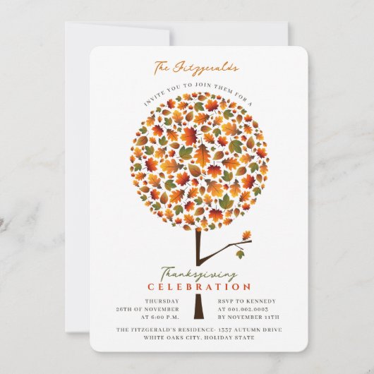 Fall Leaves Whimsical Pop Tree Thanksgiving Kaart (Voorkant)