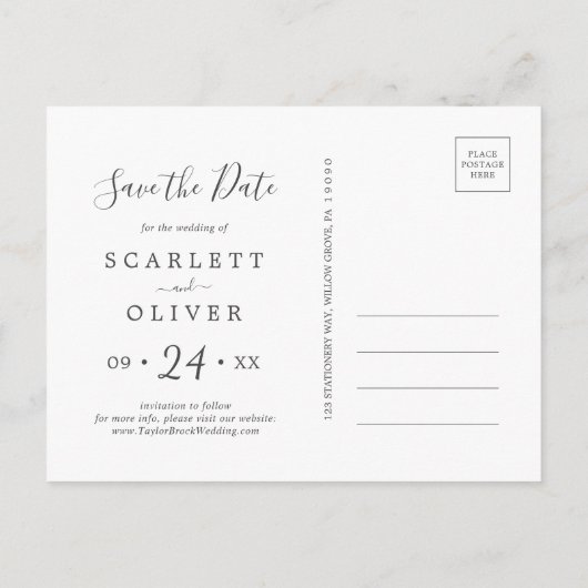 Fall Leaves | White & Burgundy Save the Date Uitnodiging Briefkaart (Achterkant)