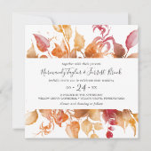 Fall Leaves White en Burgundy Casual Square Wedden Kaart (Voorkant)