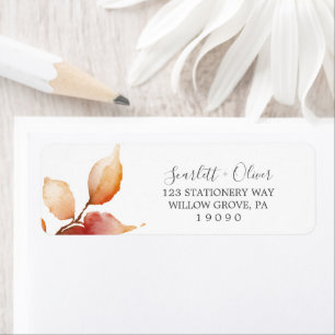 Fall Leaves White en Burgundy Return Label