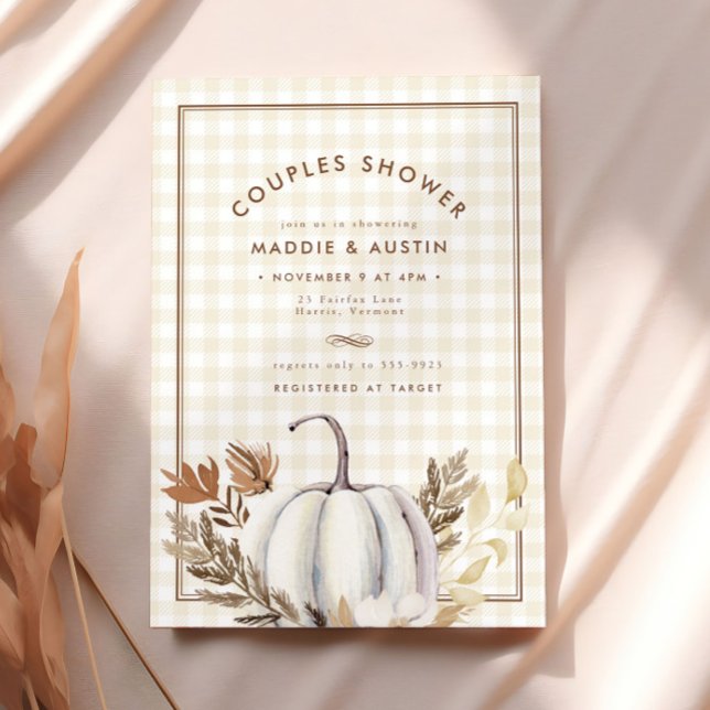 Fall Leaves White Pumpkin Couples Vrijgezellenfees (Creator heeft geüpload)