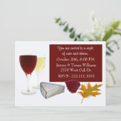 Fall Leaves Wine and Cheese Party Invitation Kaart (Staand voorkant)