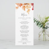 Fall Leaves | Wit en Bourgogne Weddenschap Menu (Staand voorkant)