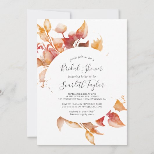 Fall Leaves | Witte en Bourgogne Vrijgezellenfeest Kaart (Voorkant)