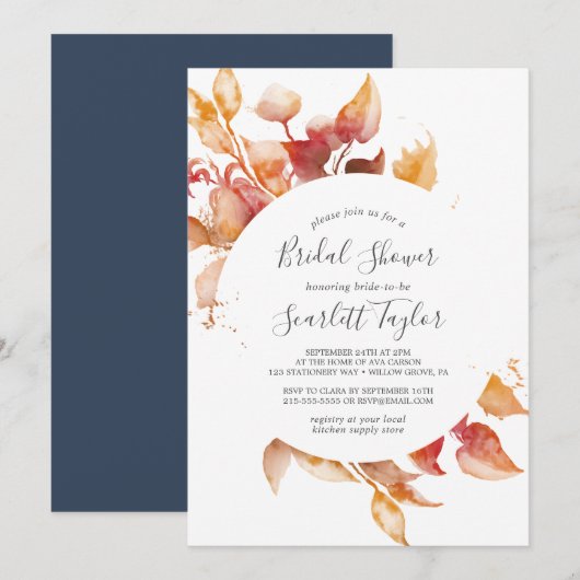 Fall Leaves | Witte en Bourgogne Vrijgezellenfeest Kaart (Voorkant / Achterkant)