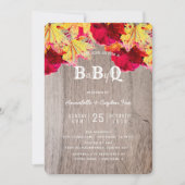 Fall Leaves Wood BaByQ BBQ Baby shower Invitation Kaart (Voorkant)