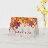 Fall Leaves Wood bedankt Kaart (Gele Bloem)
