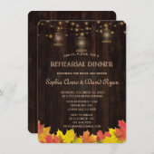 Fall Leaves Wood Old Lantern REHEARSAL DINNER Kaart (Voorkant / Achterkant)