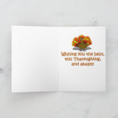 Fall Leaves & Worried Turkey Foto Lijst Feestdagen Kaart (Binnen)