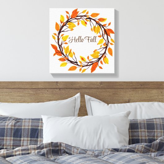 Fall Leaves Wreath Canvas Art (Insitu (Slaapkamer))