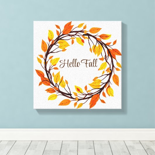 Fall Leaves Wreath Canvas Art (Insitu (Houten vloer))