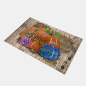 Fall Leopard Print Autumn Pumpkins On Plaid Deurmat (Schuin)