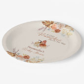 Fall Little Pumpkin Rustic Terracotta Baby Shower Papieren Bordje (Gekanteld)