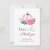 Fall Love Blush Roze Pompoen Rustieke Bruiloft Fee Bedankkaart (Voorkant)