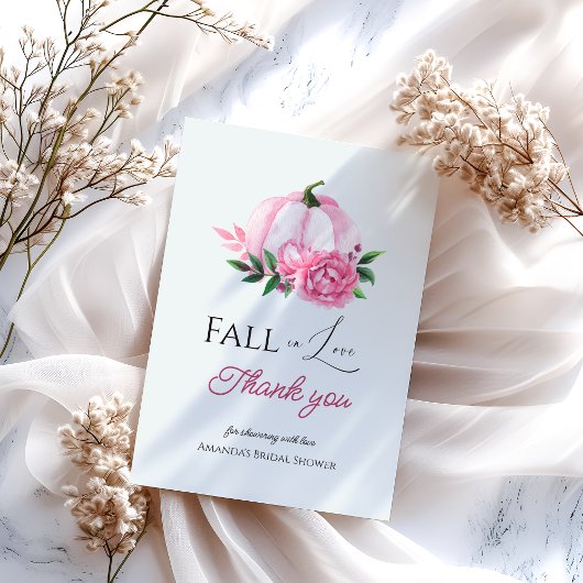 Fall Love Blush Roze Pompoen Rustieke Bruiloft Fee Bedankkaart