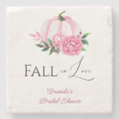 Fall Love Blush Roze Pompoen Rustieke Bruiloft Fee Stenen Onderzetter (Voorkant)