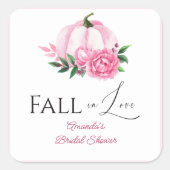 Fall Love Blush Roze Pompoen Rustieke Bruiloft Fee Vierkante Sticker (Voorkant)