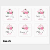 Fall Love Blush Roze Pompoen Rustieke Bruiloft Fee Vierkante Sticker (Vel)
