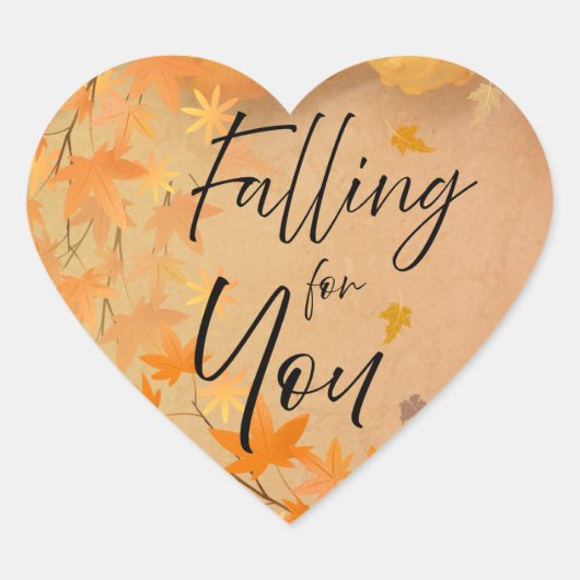 Fall Love Heart Sticker Parchment Leaves (Voorkant)