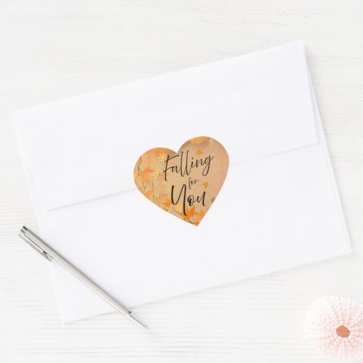 Fall Love Heart Sticker Parchment Leaves (Envelop)