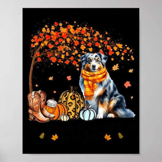 Fall Maple Tree Print Dog Lover Happy Thanksgiving (Voorkant)