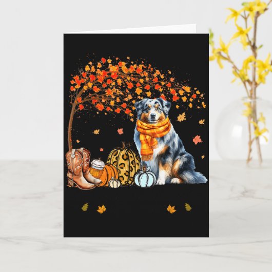 Fall Maple Tree Print Dog Lover Happy Thanksgiving Kaart (Gele Bloem)