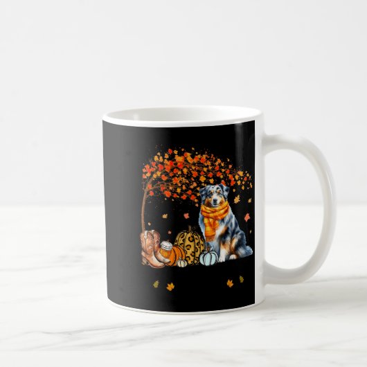 Fall Maple Tree Print Dog Lover Happy Thanksgiving Koffiemok (Rechts)