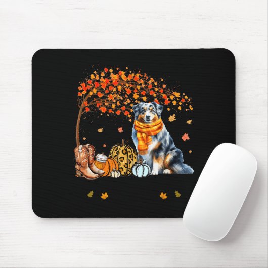 Fall Maple Tree Print Dog Lover Happy Thanksgiving Muismat (Met muis)
