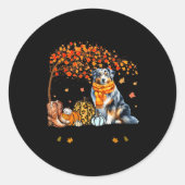 Fall Maple Tree Print Dog Lover Happy Thanksgiving Ronde Sticker (Voorkant)