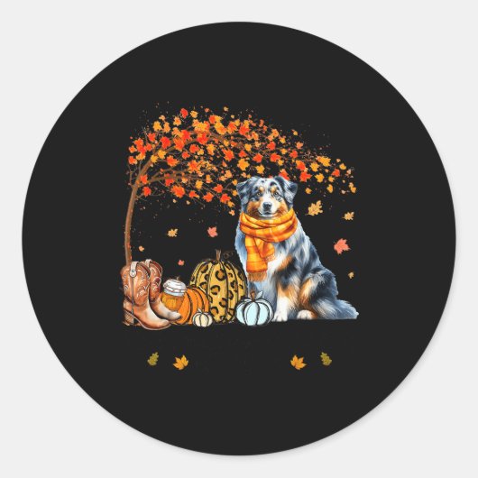 Fall Maple Tree Print Dog Lover Happy Thanksgiving Ronde Sticker (Voorkant)