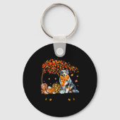 Fall Maple Tree Print Dog Lover Happy Thanksgiving Sleutelhanger (Voorkant)