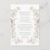 Fall Meadow Pastel Flower Wedding Details Cards Informatiekaartje (Voorkant)