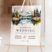 Fall Mountain Forest Lake Wedding Welcome Acryl Bord