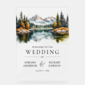 Fall Mountain Forest Lake Wedding Welcome Acryl Bord (Voorkant)