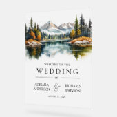 Fall Mountain Forest Lake Wedding Welcome Acryl Bord (Hoek)