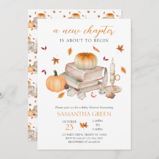 Fall New Chapter Will Soon Begin Baby Shower Kaart (Voorkant / Achterkant)