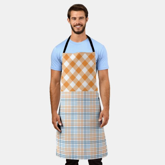 FALL ORANGE BLUE WHITE AUTUMN PLAID PATTERNS SCHORT (Gedragen)
