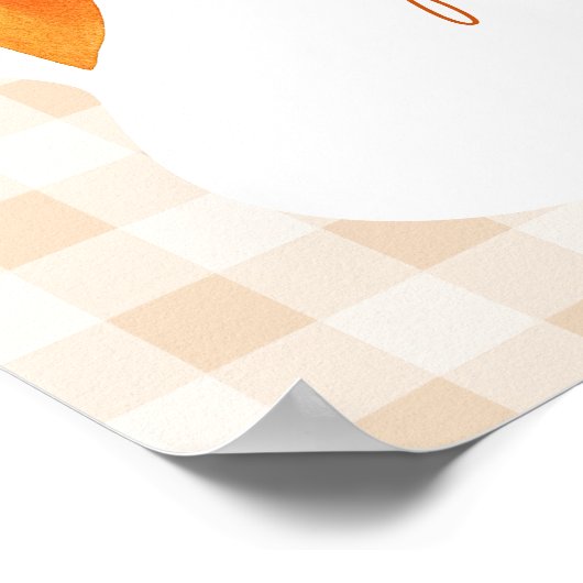 Fall Orange Bow Cutie Pie 1st birthday Welcome Poster (Hoek)