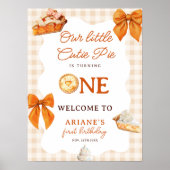 Fall Orange Bow Cutie Pie 1st birthday Welcome Poster (Voorkant)