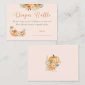 Fall Orange Pumpkin Baby Shower Diaper Raffle  Informatiekaartje (Voorkant / Achterkant)
