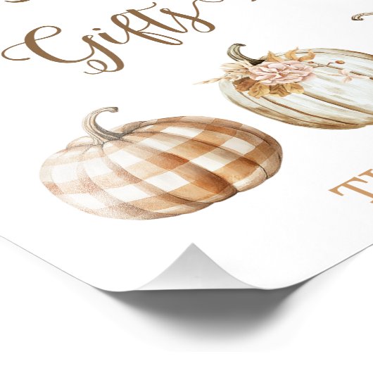 Fall Orange Pumpkin Baby Shower Sign Foto Afdruk (Hoek)